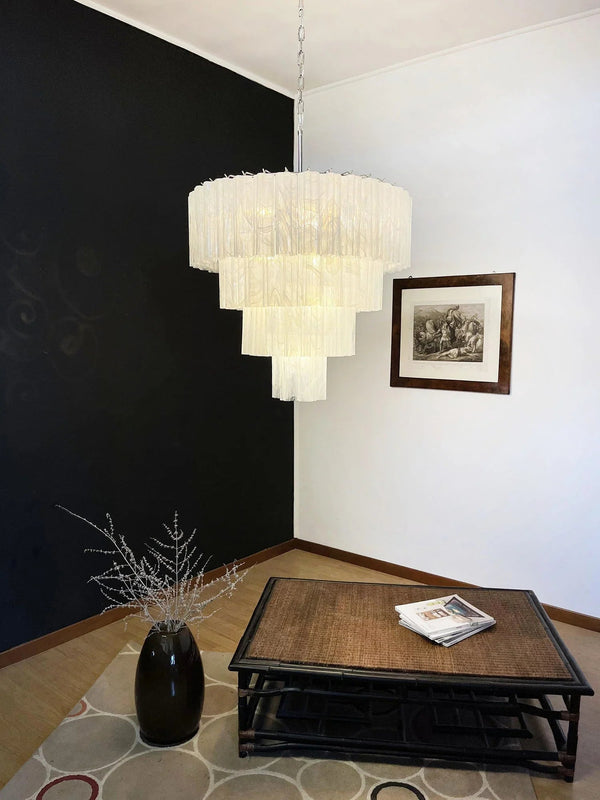 White Glass Tubes Chandelier