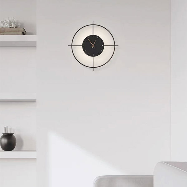 Mute Wall Clock LED Light Decorative, Black / Gold