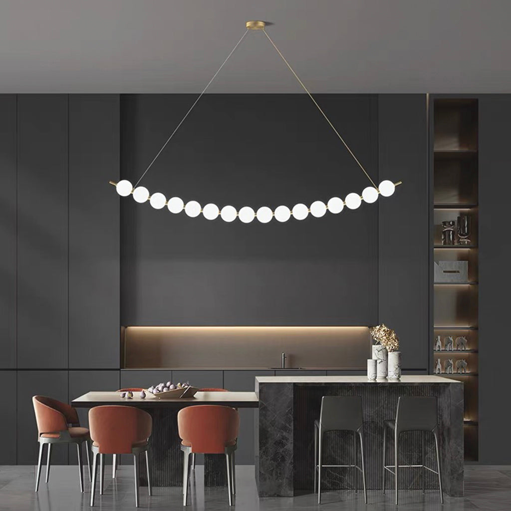 Necklace Pendant Light Brass White Globe LED