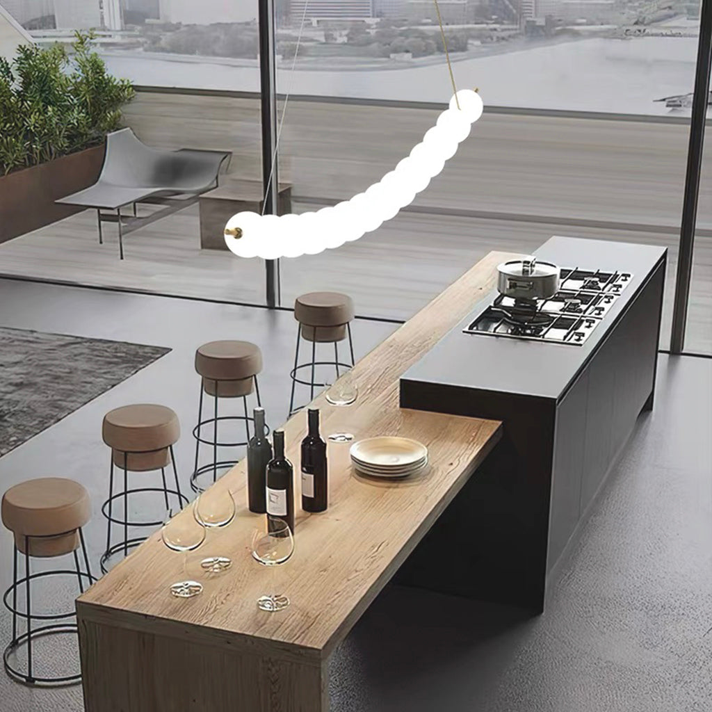 Necklace Pendant Light Brass White Globe LED