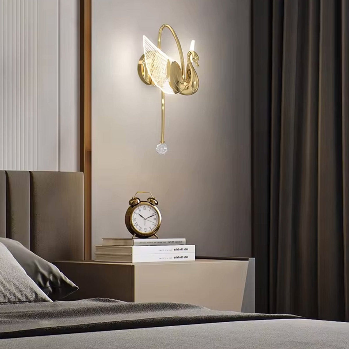 Elegant Swan Design LED Wall Light for Bedroom