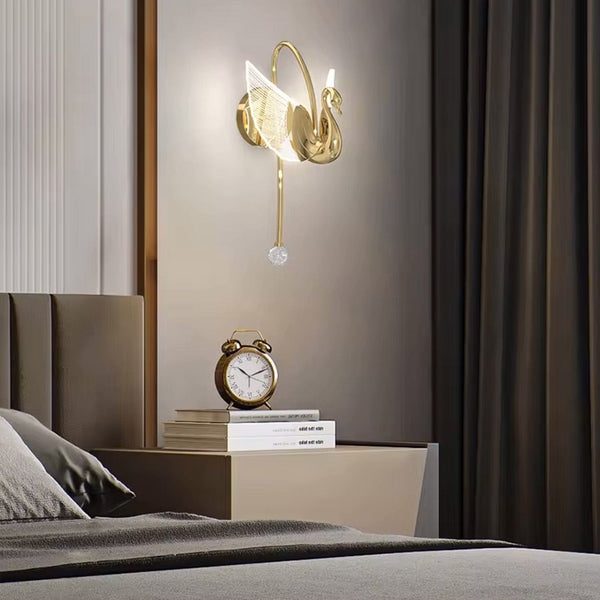 Elegant Swan Design LED Wall Light for Bedroom