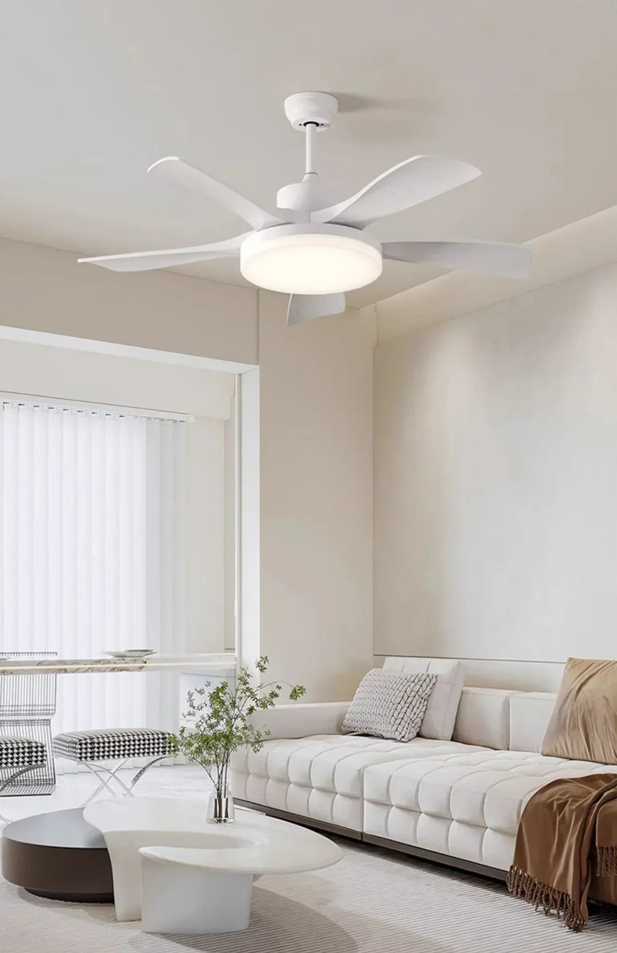 Nordic Fan Blade White Ceiling Fan Light