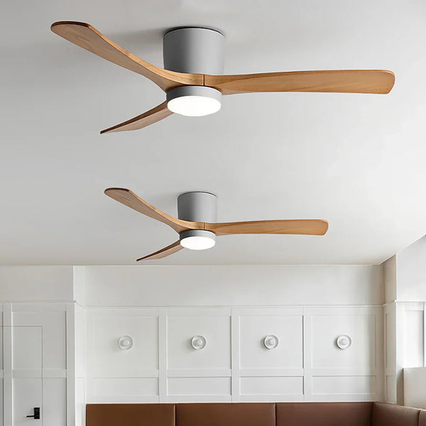Nordic Wood Blade Ceiling Fan Light