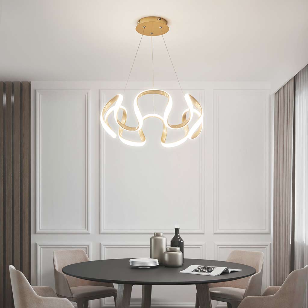 Chandelier Hanging Light LED Novelty Round, Aluminum/Gold