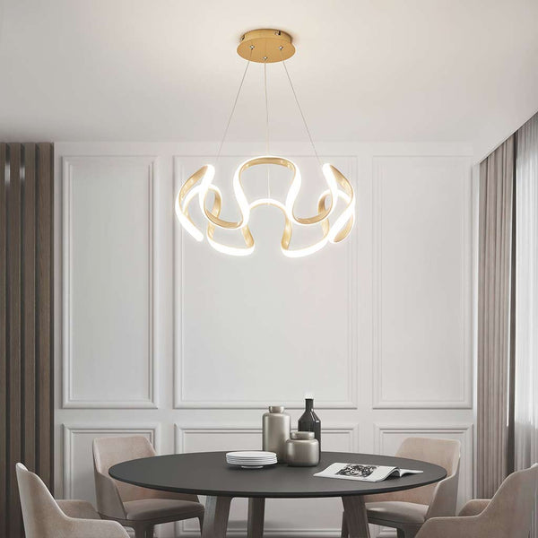 Chandelier Hanging Light LED Novelty Round, Aluminum/Gold