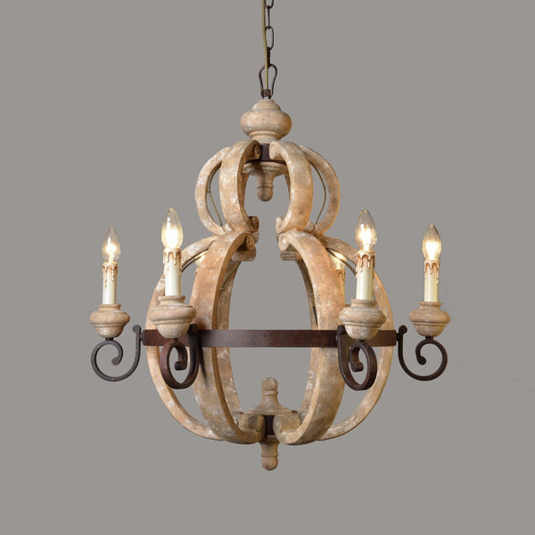 Cumaryra Traditional Hand-carved Wooden Chandelier