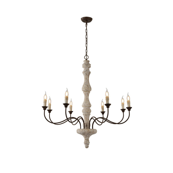 Emirel Vintage 8-Light Candle Wooden Chandelier