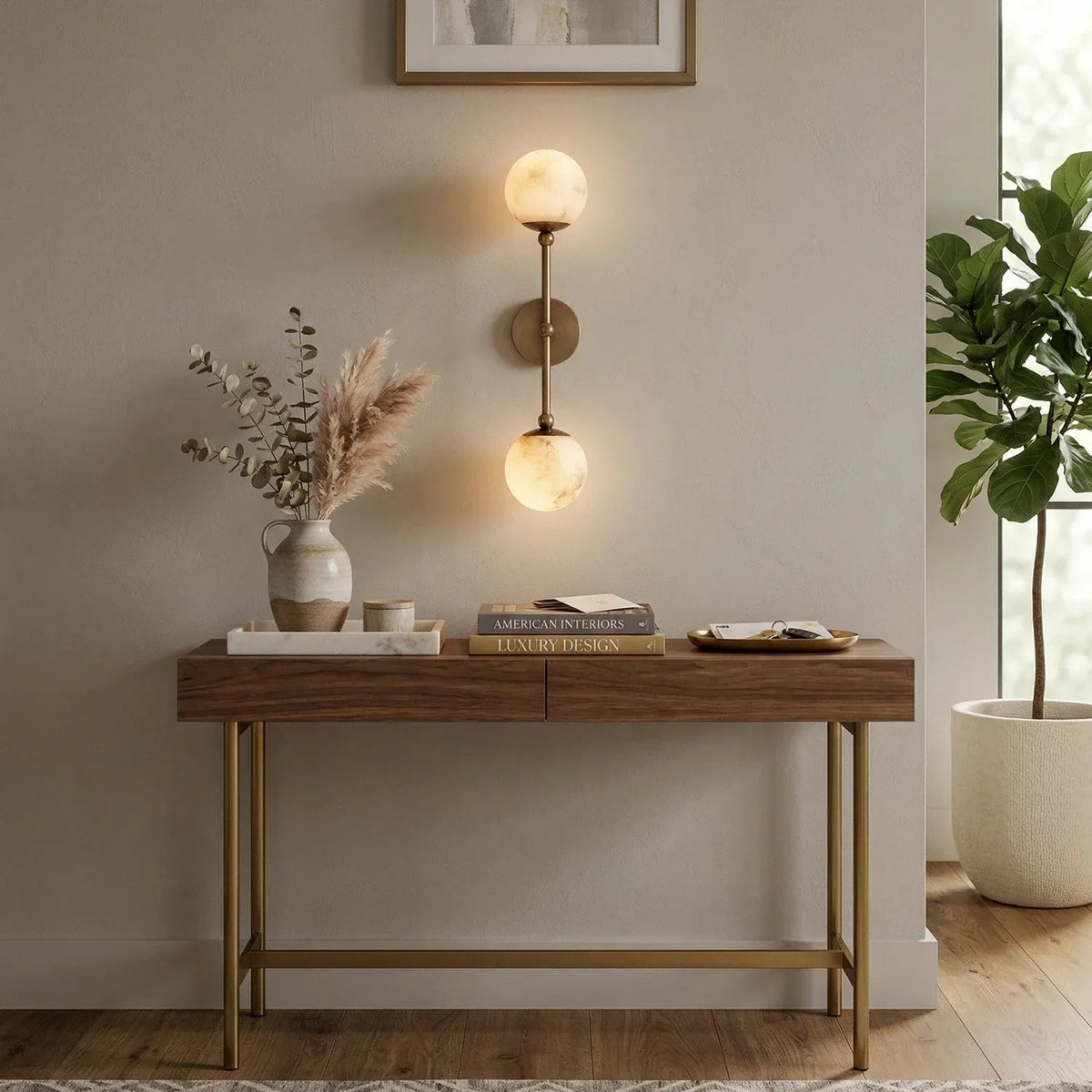 Orvelle Double Alabaster Wall Sconce
