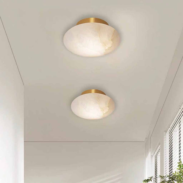 Oval Ceiling Light Alabaster Marble Flush Mount