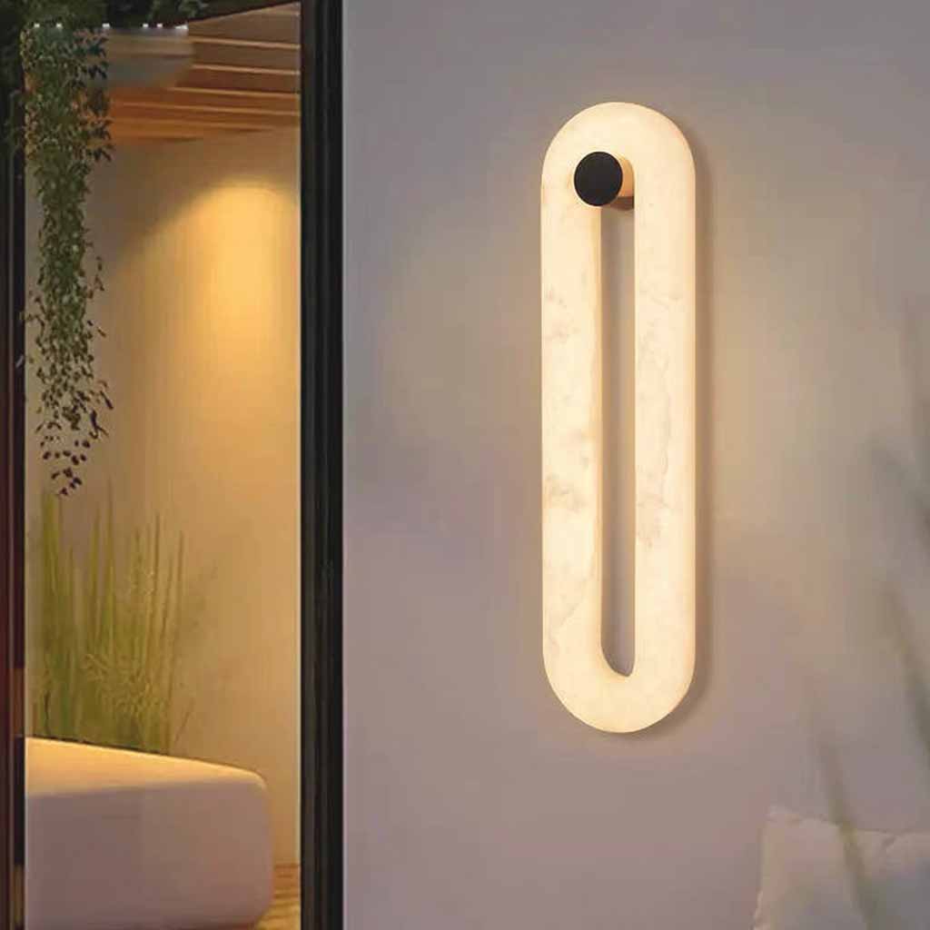 Oval Wall Sconce Light Minimalist Alabaster LED