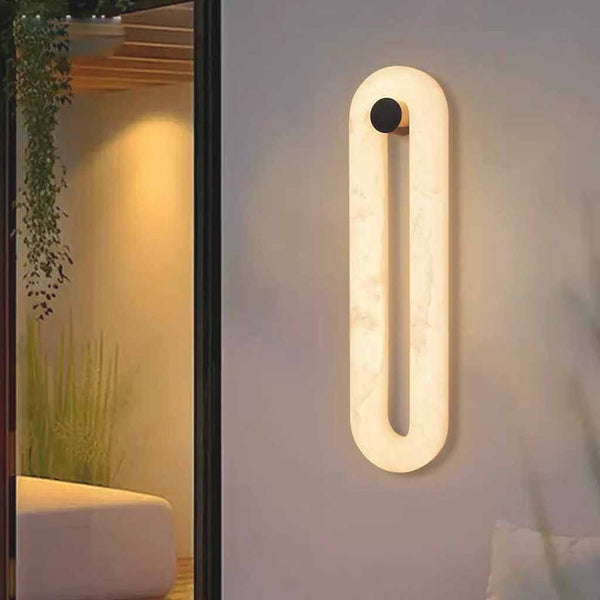 Oval Wall Sconce Light Minimalist Alabaster LED