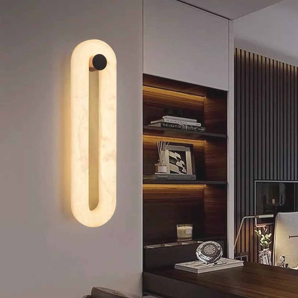 Oval Wall Sconce Light Minimalist Alabaster LED