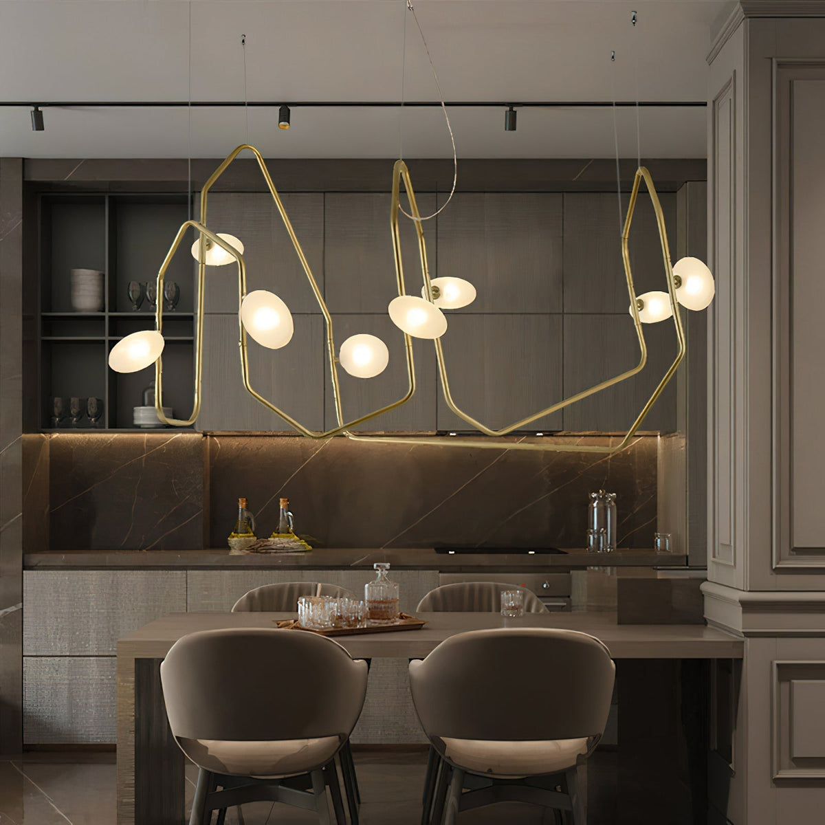 Aurvaryra Brass Glass Chandelier