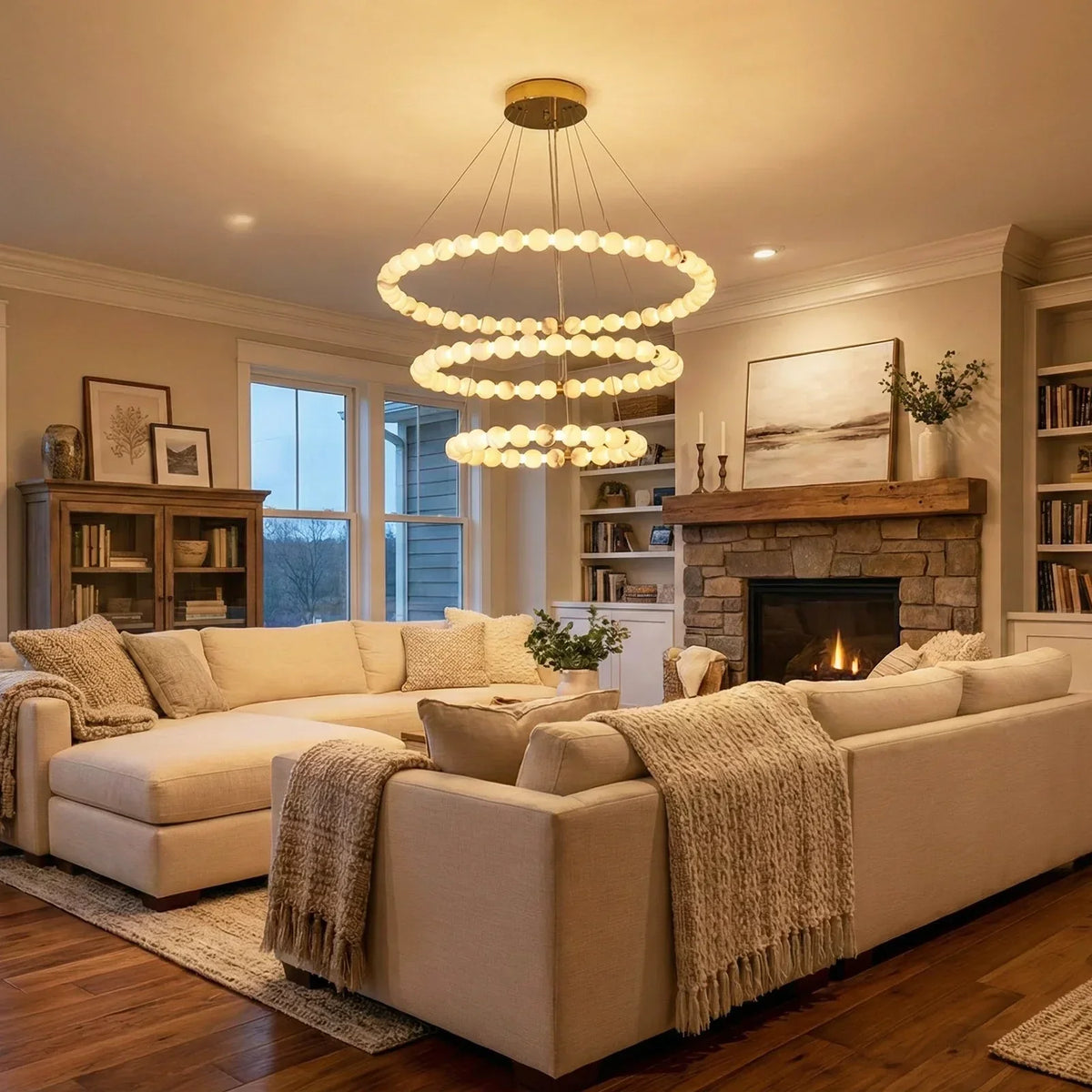 Pearl Alabaster Necklace Round Chandelier