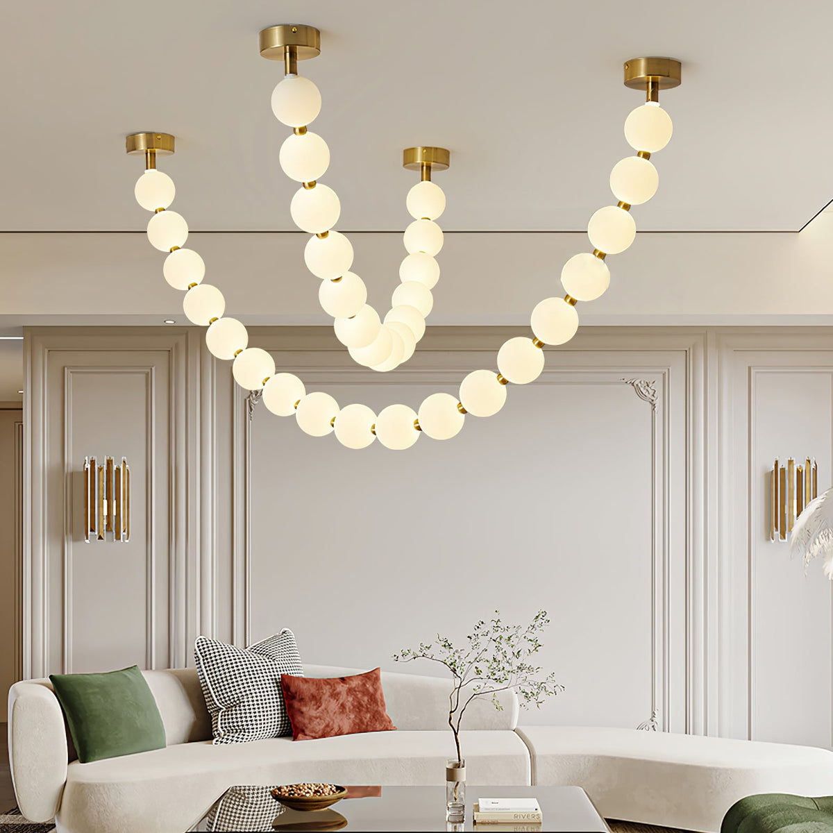 Pearl Glass Necklace Balls Chandelier