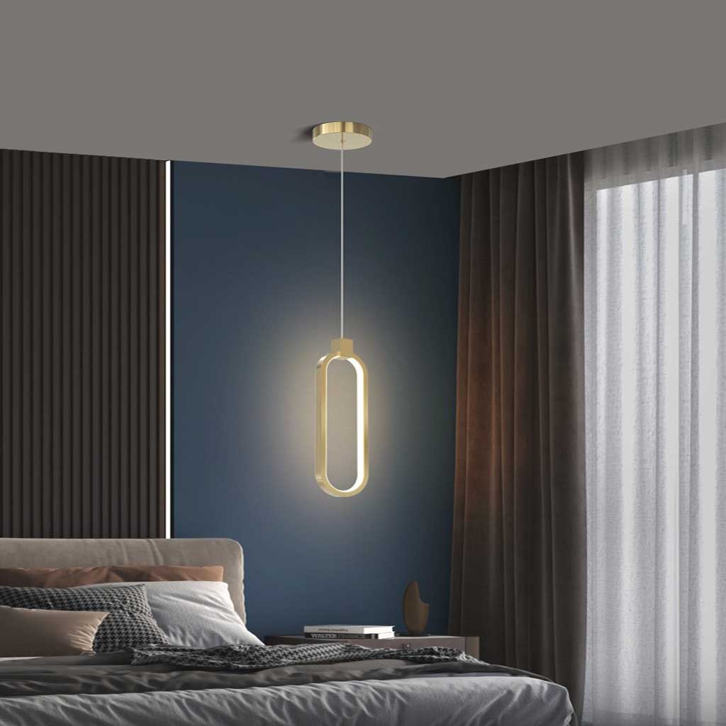 Pendant Light Minimalist Brass Gold LED, Oval / Ring
