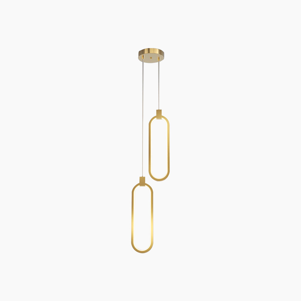 Pendant Light Minimalist Brass Gold LED, Oval / Ring