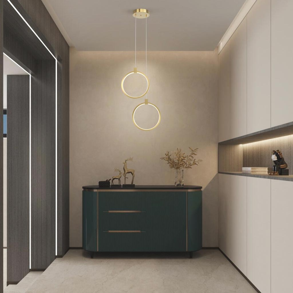 Pendant Light Minimalist Brass Gold LED, Oval / Ring