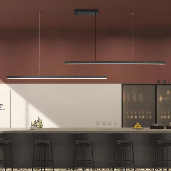 Pendant Light Brass Linear Dimmable LED, Black / Gold