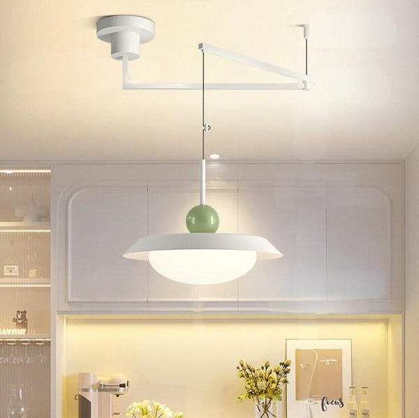 Pendant Light Cream Saucer Swing Arm Adjustable LED