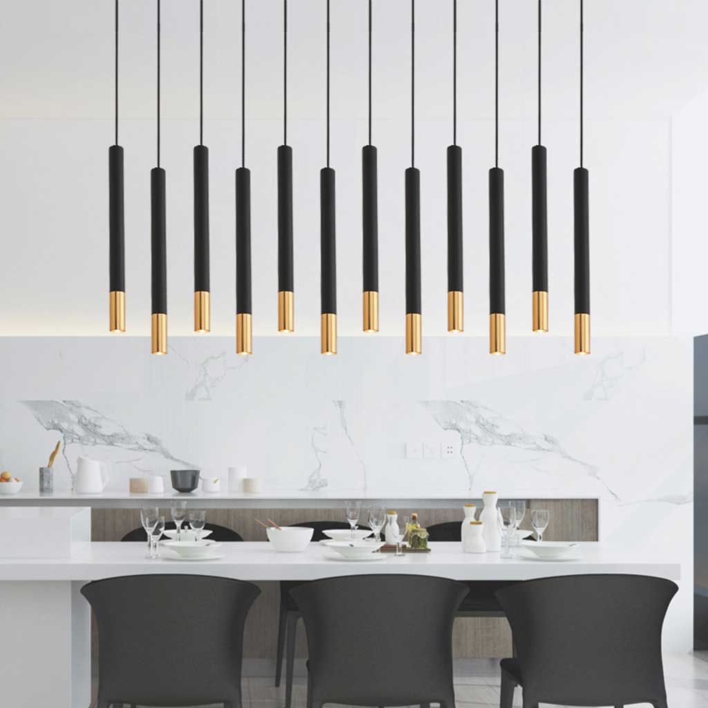 Pendant Light Minimalist Cylinder Tube, Black & Gold