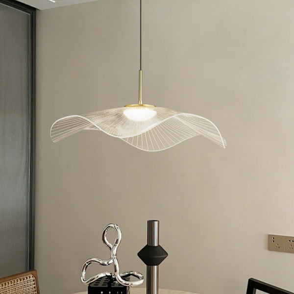 Pendant Light Elegant Lotus Leaf Straw Hat LED