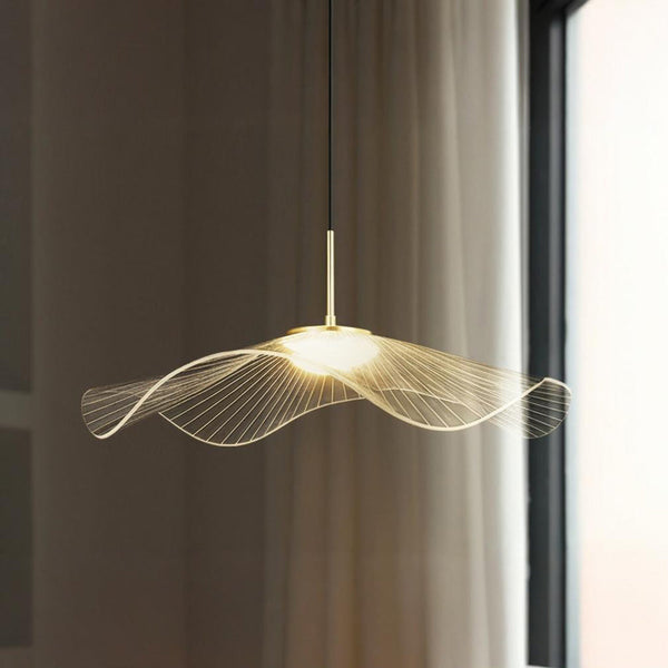 Pendant Light Elegant Lotus Leaf Straw Hat LED