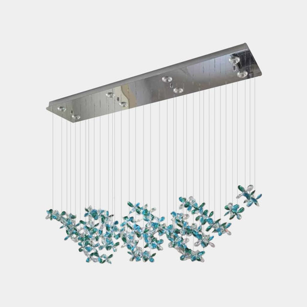 Pendant Ceiling Light Floral Green & Blue Crystal LED