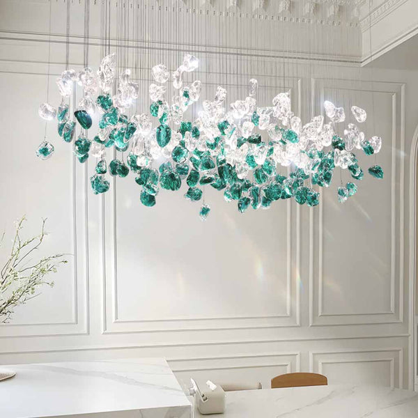 Pendant Light Green Glass LED Round / Rectangle