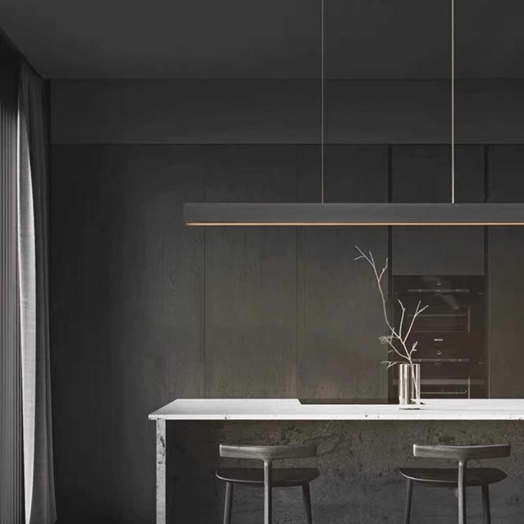 Pendant Light Italian Linear Copper Dimmable LED Up & Down, Black