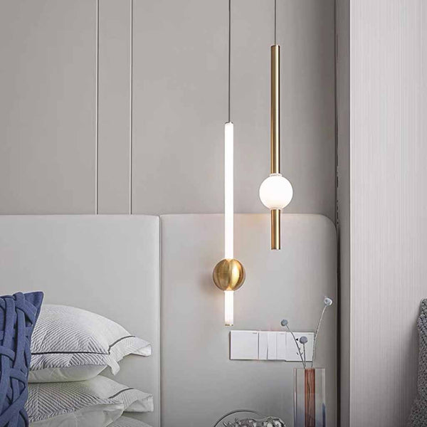Pendant Light LED Linear Hanging, Iron & Glass
