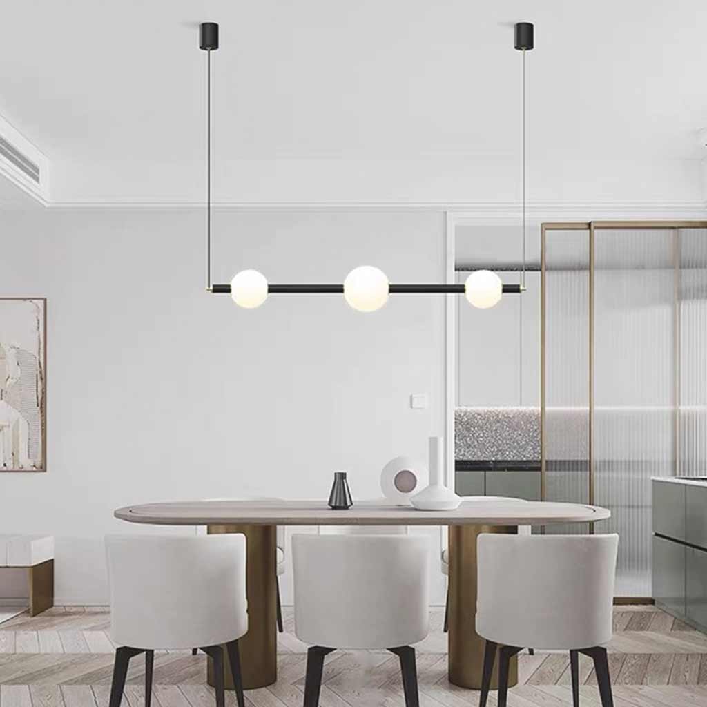Pendant Light Linear Multi-Globe LED, Black / Gold