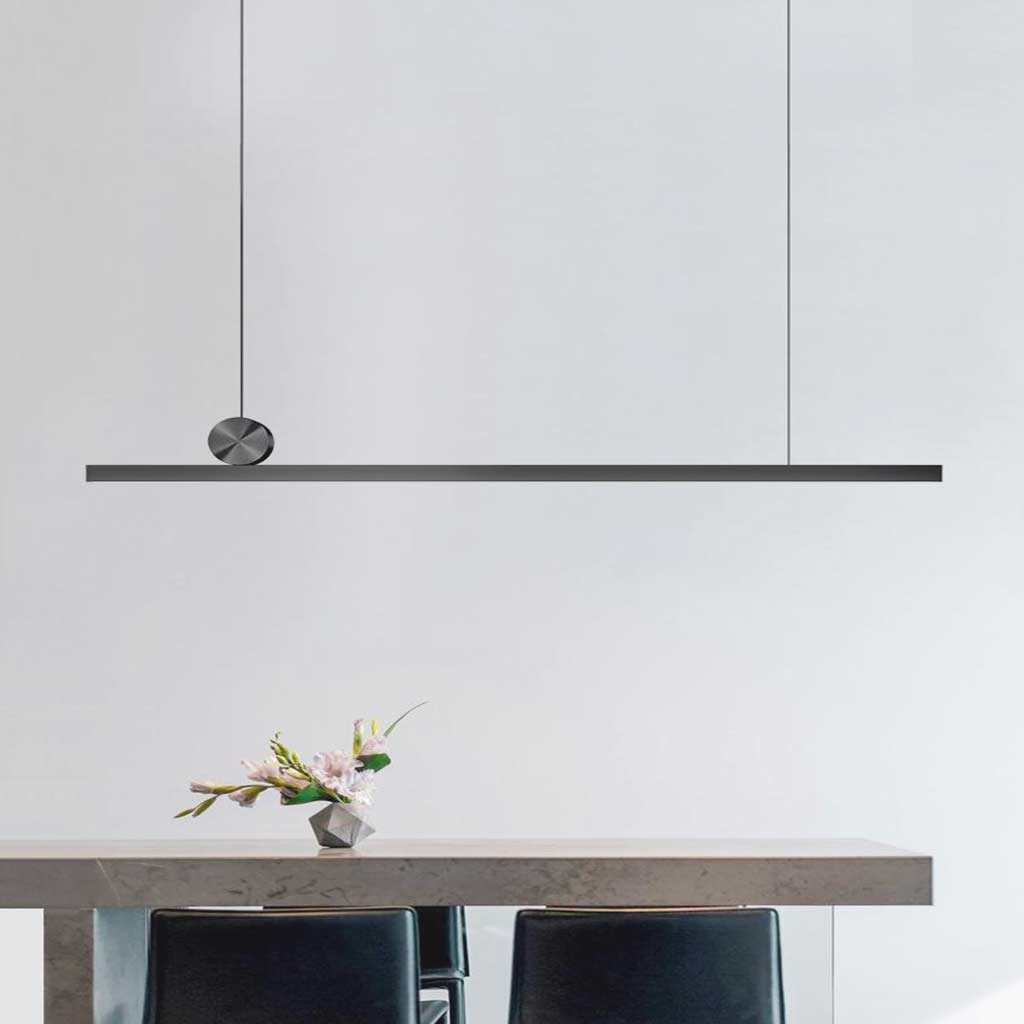 Pendant Light Simple Long Linear LED Dimmable, Black