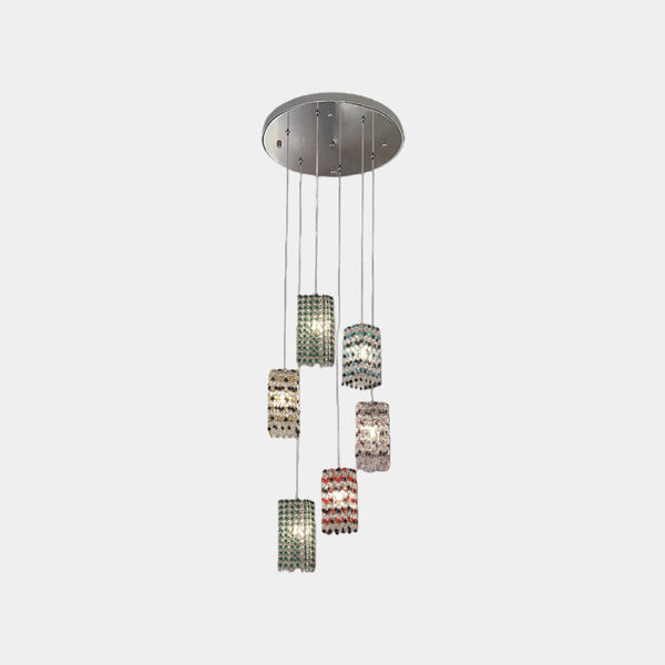 Colored Glass Pendant Light Multiple Crystal Cubes