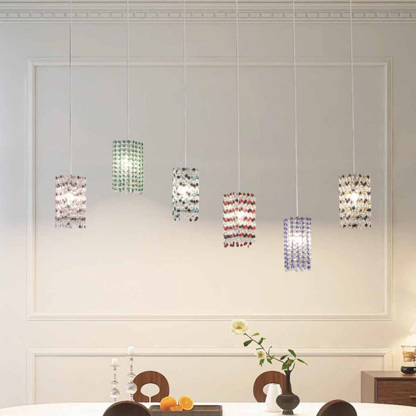 Colored Glass Pendant Light Multiple Crystal Cubes