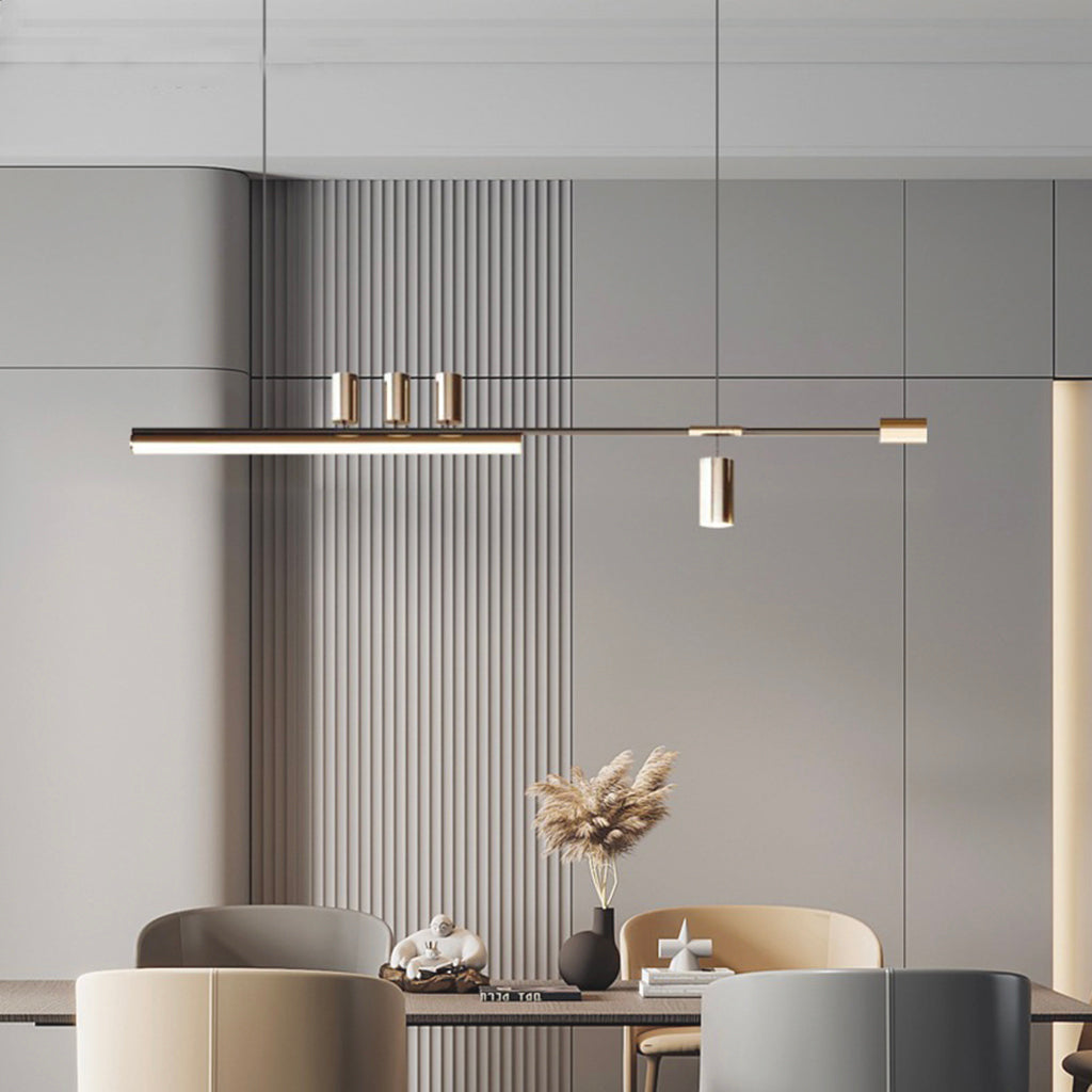 Pendant Light Minimalist Art Deco Long Linear LED, Black & Gold
