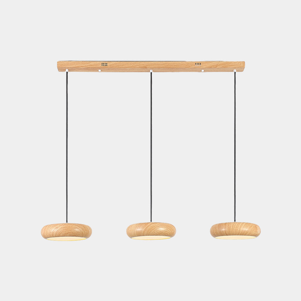 Pendant Light Minimalist Disc LED Dimmable, Wood Grain