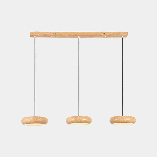 Pendant Light Minimalist Disc LED Dimmable, Wood Grain