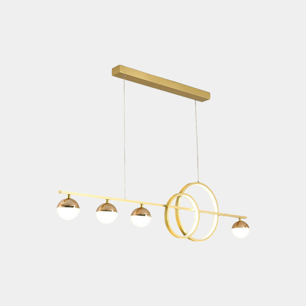 Pendant Light Minimalist Linear Glass Globe Ring, Black / Gold