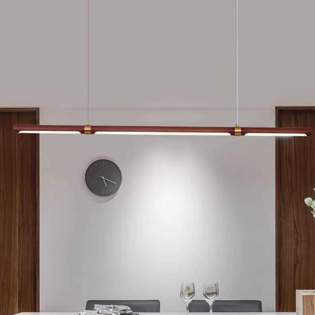 Pendant Light Minimalist Long Linear LED, Walnut Color