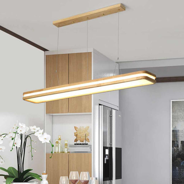 Pendant Light Minimalist Wood Rectangle Dimmable LED