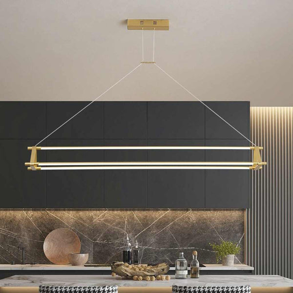 Pendant Light Modern Brass Long Bar Linear LED, Gold