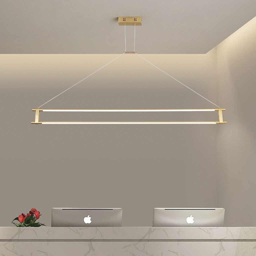 Pendant Light Modern Brass Long Bar Linear LED, Gold