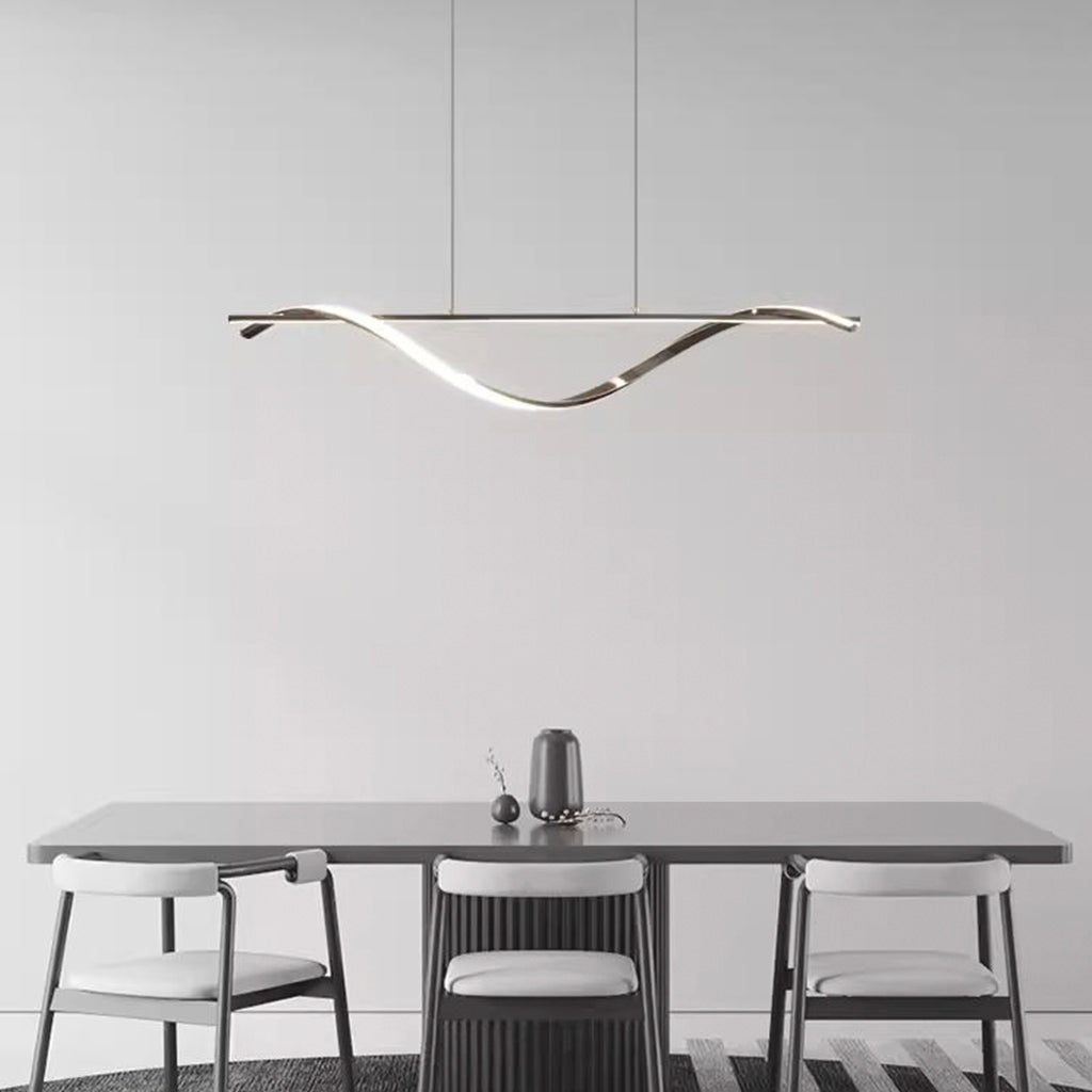 Pendant Light Modern Linear Wavy LED Metal, Black / Gold