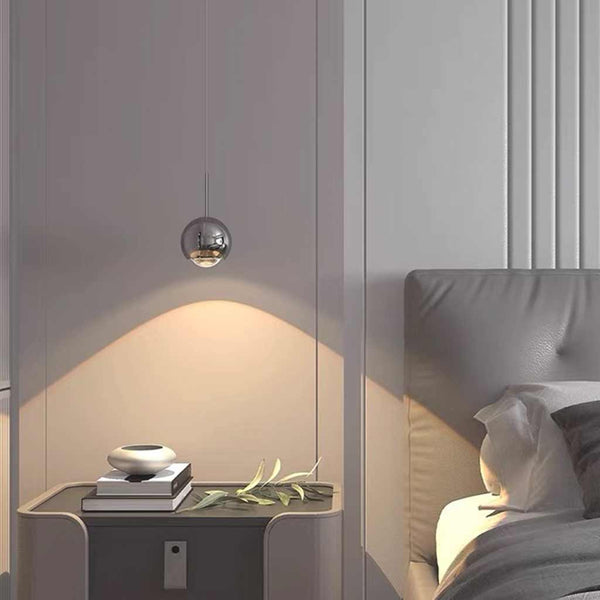 Pendant Light Pearl Globe Dimmable LED, Black / Chrome