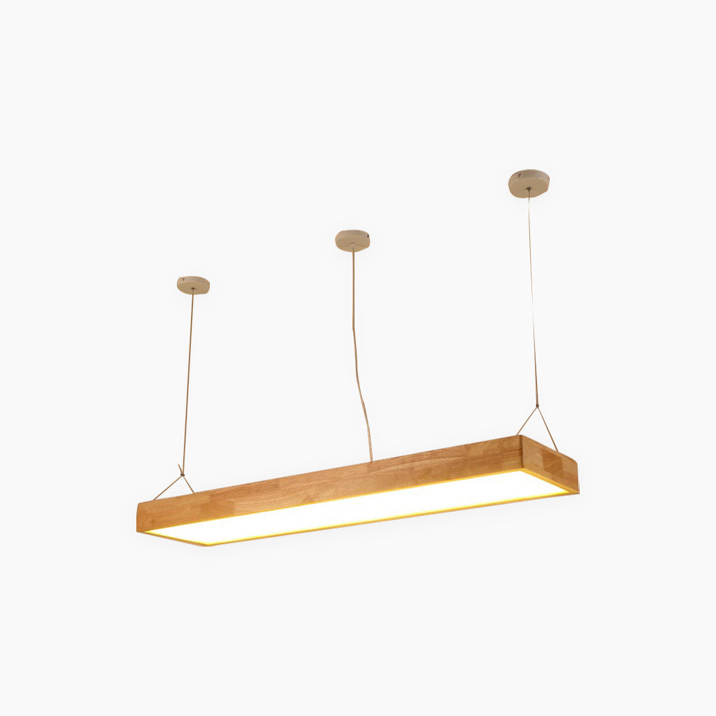 Pendant Light Nordic Rectangle Wood LED Dimmable, Log Color