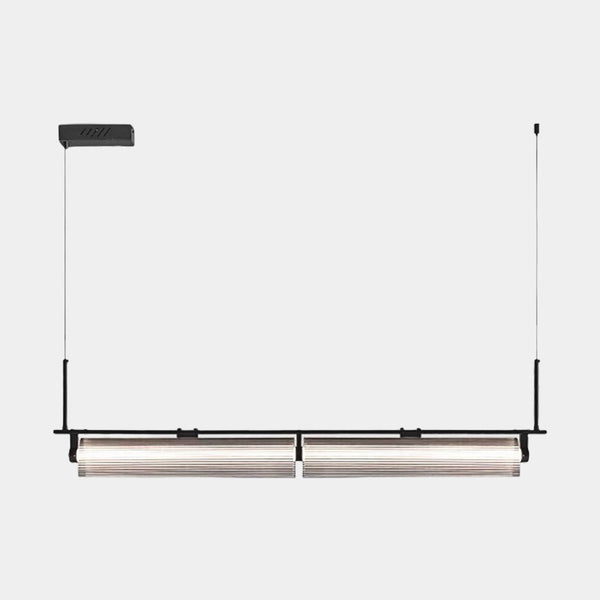 Pendant Light Ribbed Glass Linear Dimmable LED, Black