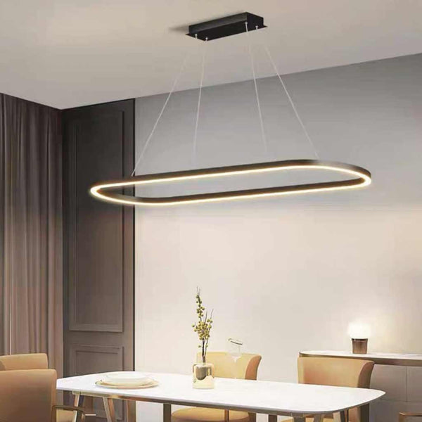 Pendant Light Simple Oval Dimmable LED, Black / White