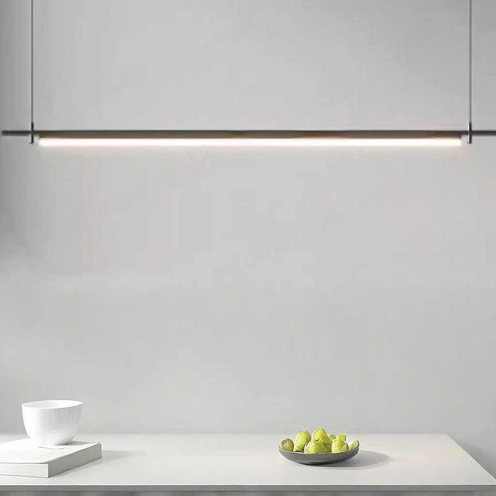 Pendant Light Slim Linear LED with Hanging Rods, Black